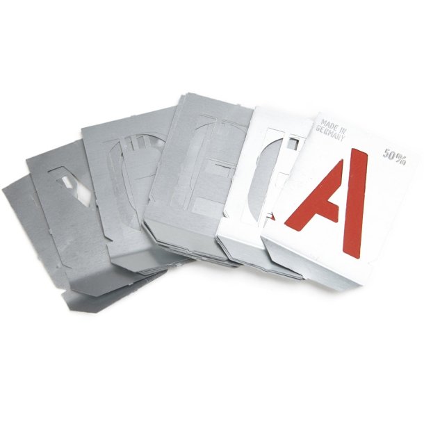 Metalskabelon - bogstaver - 2 cm - s�t bogstaver A-Z - kraftig tysk kvalitet
