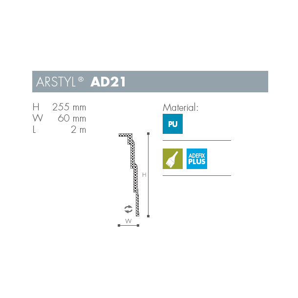 Stuk - Arstyl - AD21 - 2 m - 255 mm x 60 mm