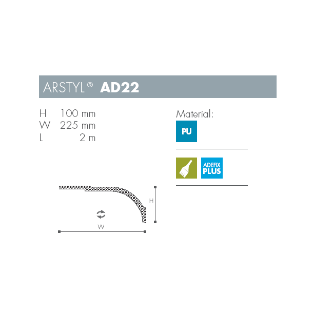 Stuk - Arstyl - AD22 - 2 m - 100 mm x 225 mm