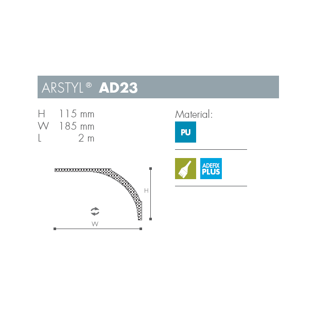 Stuk - Arstyl - AD23 - 2 m - 115 mm x 185 mm