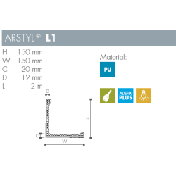 Stuk - Arstyl - L1 - 2 m - 150 mm x 150 mm x 20 mm x 12 mm