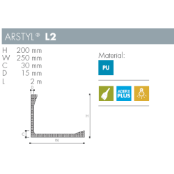 Stuk - Arstyl - L2 - 2 m - 200 mm x 250 mm x 30 mm x 15 mm