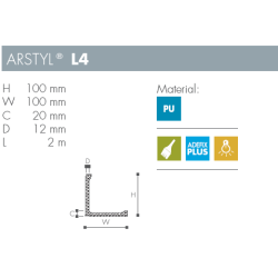 Stuk - Arstyl - L4 - 2 m - 100 mm x 100 mm x 20 mm x 12 mm
