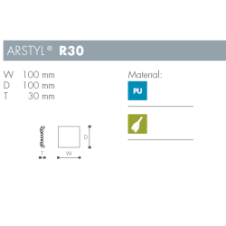 Roset - Arstyl - R30 - 100 mm x 100 mm x 30 mm - 2. stk
