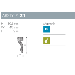 Dekorationsliste - Arstyl - Z1 - 2 m - 105 mm x 40 mm