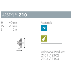 Dekorationsliste - Arstyl - Z10 - 2 m - 40 mm x 20 mm