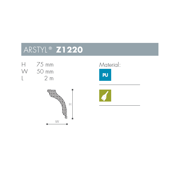 Stuk - Arstyl - Z1220 - 2 m - 75 mm x 50 mm