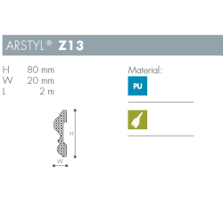 Dekorationsliste - Arstyl - Z13 - 2 m - 80 mm x 20 mm