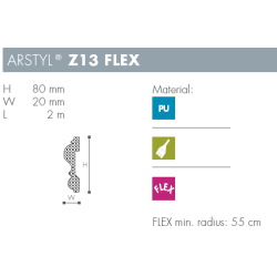 Dekorationsliste - Arstyl - Z13FLEX - 2 m - 80 mm x 20 mm