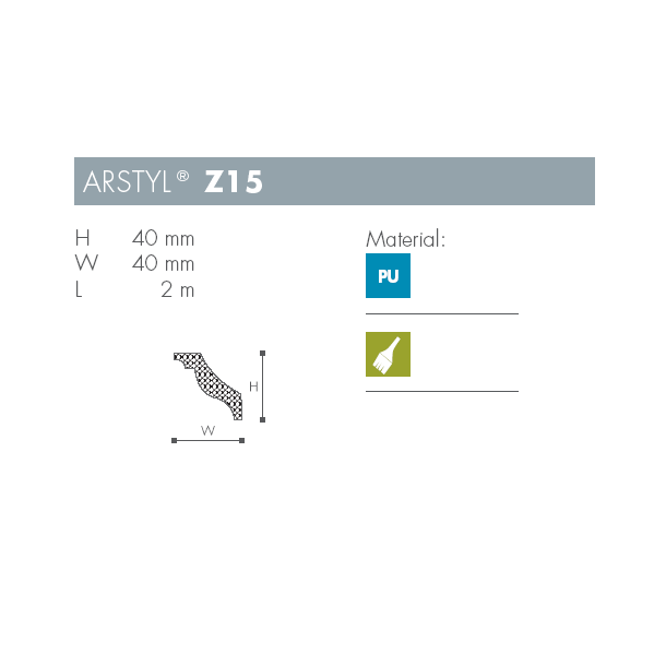 Stuk - Arstyl - Z15 - 2 m - 40 mm x 40 mm