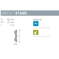 Dekorationsliste - Arstyl - Z1550- 2 m - 80 mm x 20 mm