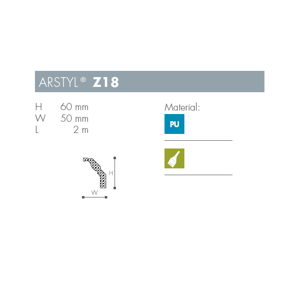 Stuk - Arstyl - Z18 - 2 m - 60 mm x 50 mm