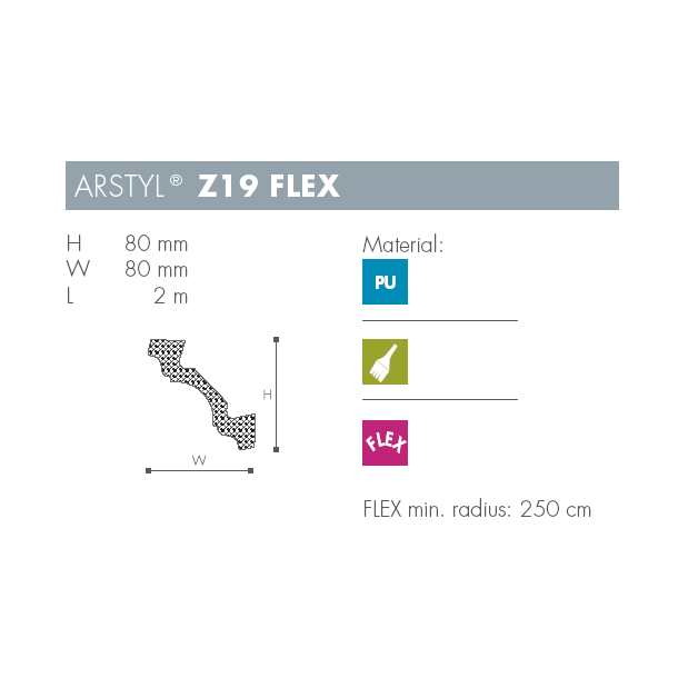 Stuk - Arstyl - Z19FLEX - 2 m - 80 mm x 80 mm
