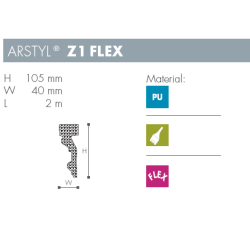 Dekorationsliste - Arstyl - Z1FLEX - 2 m - 105 mm x 40 mm