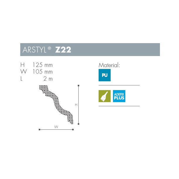 Stuk - Arstyl - Z22 - 2 m - 125 mm x 105 mm