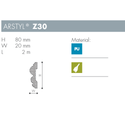 Dekorationsliste - Arstyl - Z30 - 2 m - 80 mm x 20 mm