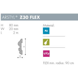 Dekorationsliste - Arstyl - Z30FLEX - 2 m - 80 mm x 20 mm
