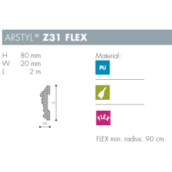 Dekorationsliste - Arstyl - Z31FLEX - 2 m - 80 mm x 20 mm