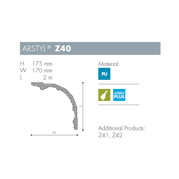 Stuk - Arstyl - Z40 - 2 m - 175 mm x 170 mm