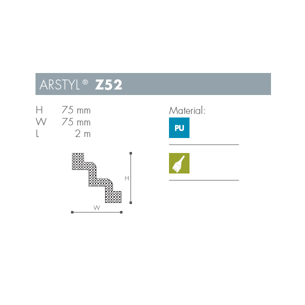Stuk - Arstyl - Z52 - 2 m - 75 mm x 75 mm