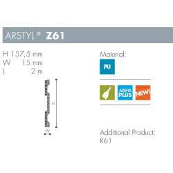 Dekorationsliste - Arstyl - Z61 - 2 m - 157,5 mm x 15 mm