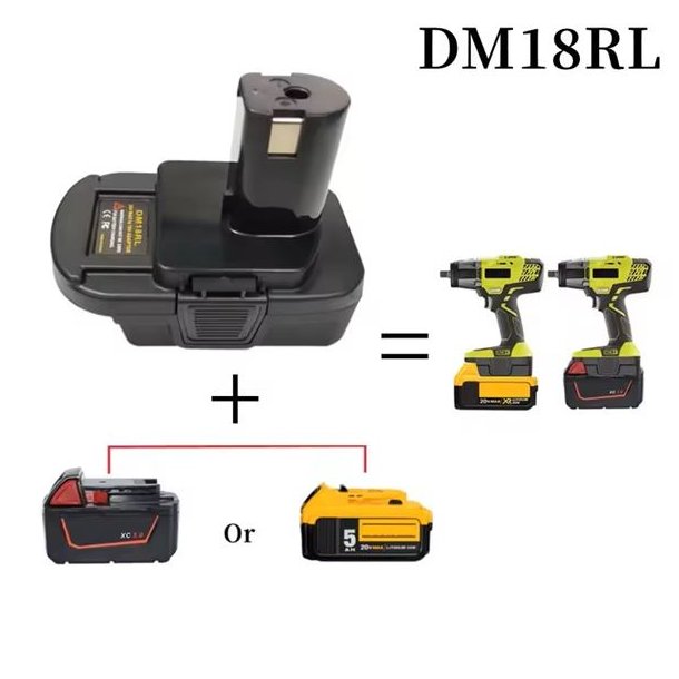Batteri adapter DM18RL - DeWalt/Milwaukee til Ryobi OnePlus - batteri medf�lger ikke