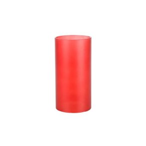 Glas cylinder til lysestage - frosted r�d - �7,0 x 14 cm - 6 stk.