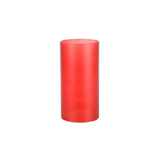 Glas cylinder til lysestage - frosted r�d - �7,0 x 14 cm - 6 stk.
