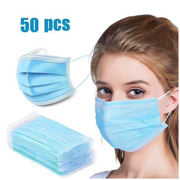 Mundbind, 3 lag, CE godkendt - 50 stk. foldbar