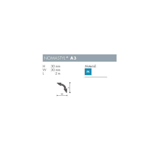 Stuk - Nomastyl - A3 - 2 m - 30 mm x 30 mm