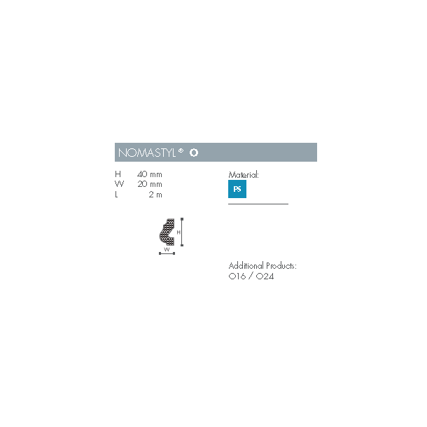 Dekorationsliste - Nomastyl - O - 2 m - 40 mm x 20 mm