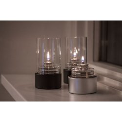 Sodfri bio lampeolie - olielys med v�ge inkl. sort stage r�g glas - br�ndetid ca. 36 timer - model bloklys