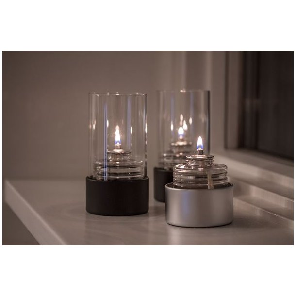 Sodfri bio lampeolie - olielys med v�ge inkl. sort stage r�g glas - br�ndetid ca. 36 timer - model bloklys