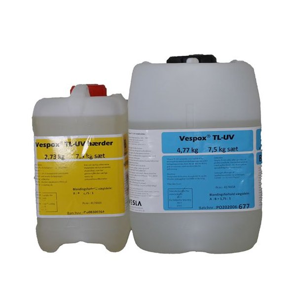 Epoxy Toplak - klar - blank - glas 90 - Vespox TL-UV - 7,5 kg