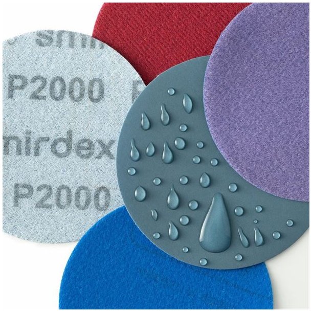 Slibepapir med Velcro - rondel - WATERPROOF VELCRO DISCS - Smirdex - 150 mm - uden huller - P1500