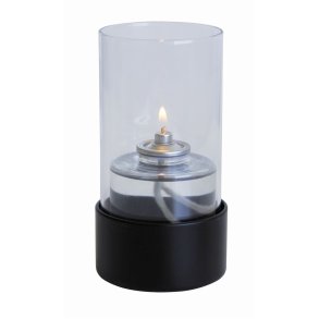 Sodfri bio lampeolie - olielys med v�ge inkl. sort stage klar glas - br�ndetid ca. 36 timer - model bloklys