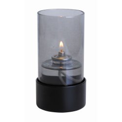 Sodfri bio lampeolie - olielys med v�ge inkl. sort stage r�g glas - br�ndetid ca. 36 timer - model bloklys