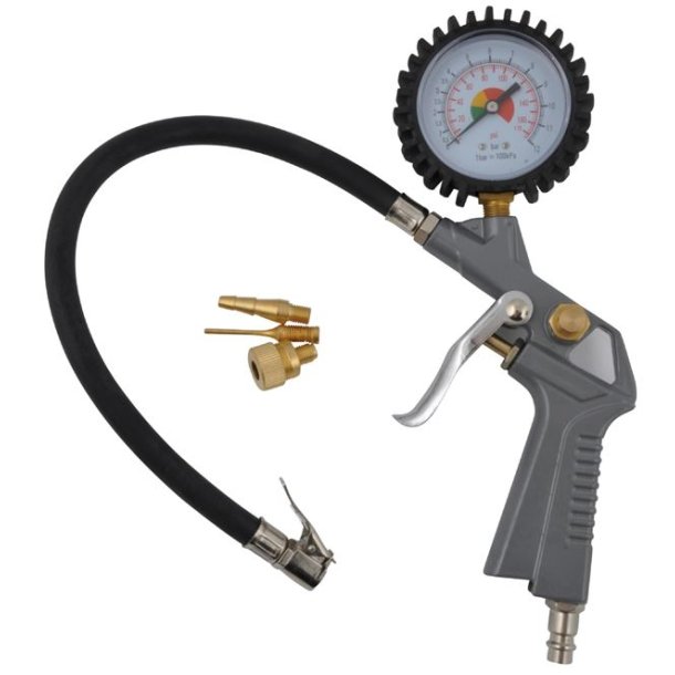 Pumpepistol med ekstra dyser til trykluft