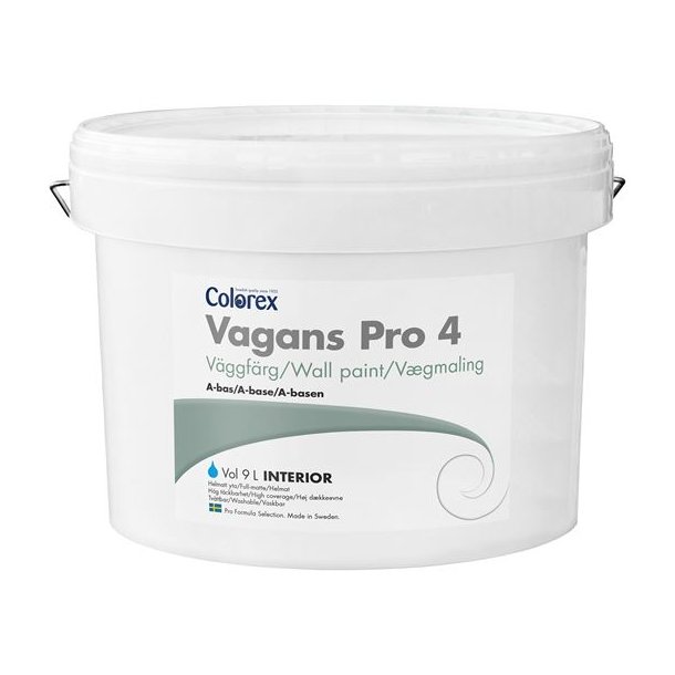 V�gmaling - Colorex - Professionel - glans 4 - helmat - vandbaseret - hvid - 9 l