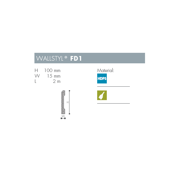 Fodpanel - Wallstyl - FD1 - 2 m x 100 mm x 15 mm