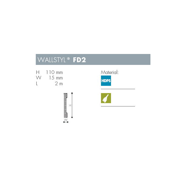 Fodpanel - Wallstyl - FD2 - 2 m x 110 mm x 15 mm