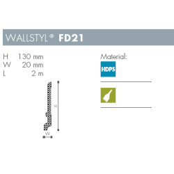 Fodpanel - Wallstyl - FD21 - 2 m x 130 mm x 20 mm