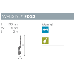 Fodpanel - Wallstyl - FD22 - 2 m x 130 mm x 18 mm
