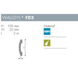 Fodpanel - Wallstyl - FD3 - 2 m x 100 mm x 20 mm