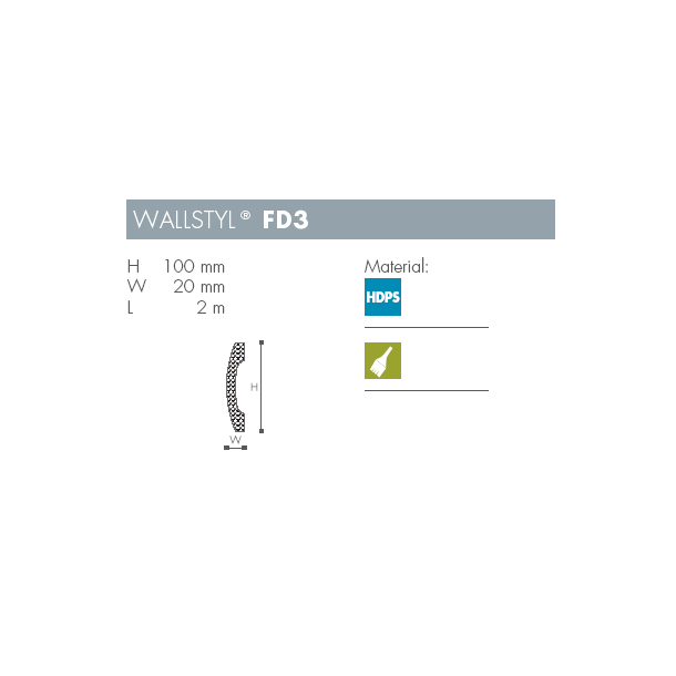 Fodpanel - Wallstyl - FD3 - 2 m x 100 mm x 20 mm