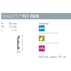 Fodpanel - Wallstyl - FL1FLEX - 2,44 m x 80 mm x 12 mm