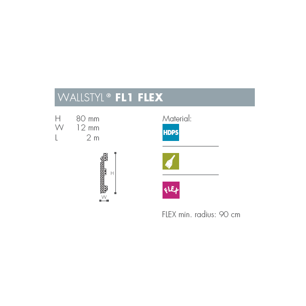Fodpanel - Wallstyl - FL1FLEX - 2,44 m x 80 mm x 12 mm