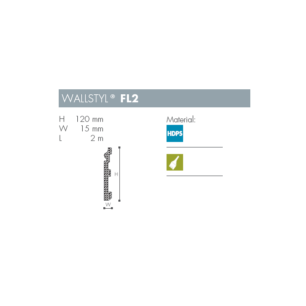 Fodpanel - Wallstyl - FL2 - 2,44 m x 120 mm x 15 mm