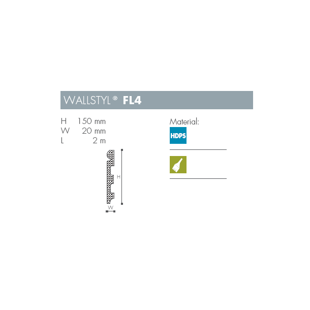 Fodpanel - Wallstyl - FL4 - 2,44 m x 150 mm x 20 mm