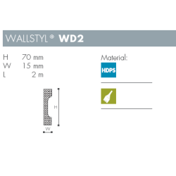 V�gliste - Wallstyl - WD2 - 2 m - 70 mm x 15 mm